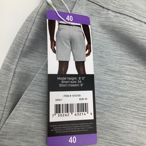 Callaway Mens Opti Dri Stretch Golf Shorts Gray Size 40 (Actual Size 42) NWT - Picture 6 of 8